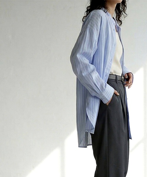 antiqua(アンティカ)の「ストライプ柄 シャツ(シャツ/ブラウス・レディース・ライム/ホワイト/ライトブルー・ONESIZE)」の15枚目の写真
