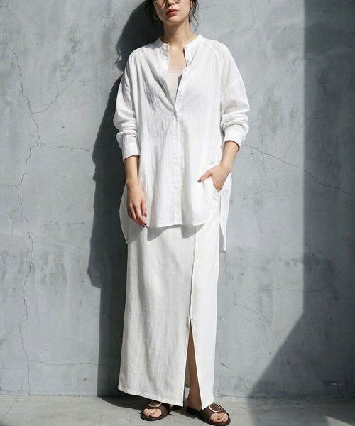 antiqua(アンティカ)の「ストライプ柄 シャツ(シャツ/ブラウス・レディース・ライム/ホワイト/ライトブルー・ONESIZE)」の6枚目の写真