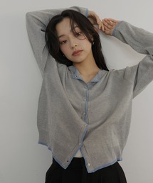 hellam（へラム）の「リネンライク配色カーディガン（カーディガン/ボレロ）」