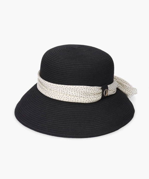 Chapeau d' O（シャポードオー）の「Chapeau d' O  Silk Braid Capeline Dot / シャポードオー（ハット・レディース・ブラック/ライトベージュ・S(56cm)/L 59cm/M/57.5cm）」の3枚目の写真