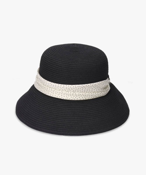 Chapeau d' O（シャポードオー）の「Chapeau d' O  Silk Braid Capeline Dot / シャポードオー（ハット・レディース・ブラック/ライトベージュ・S(56cm)/L 59cm/M/57.5cm）」の5枚目の写真