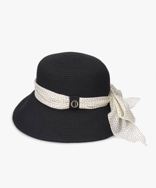 Chapeau d' O（シャポードオー）の「Chapeau d' O  Silk Braid Capeline Dot / シャポードオー（ハット・レディース・ブラック/ライトベージュ・S(56cm)/L 59cm/M/57.5cm）」の6枚目の写真