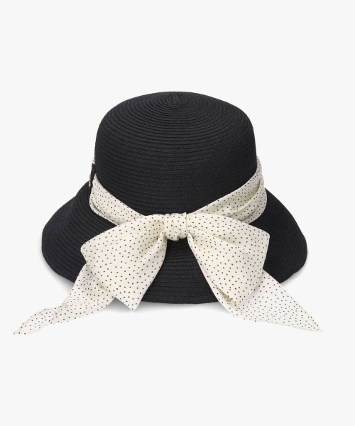 Chapeau d' O（シャポードオー）の「Chapeau d' O  Silk Braid Capeline Dot / シャポードオー（ハット・レディース・ブラック/ライトベージュ・S(56cm)/L 59cm/M/57.5cm）」の7枚目の写真