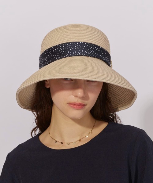 Chapeau d' O（シャポードオー）の「Chapeau d' O  Silk Braid Capeline Dot / シャポードオー（ハット・レディース・ブラック/ライトベージュ・S(56cm)/L 59cm/M/57.5cm）」の14枚目の写真