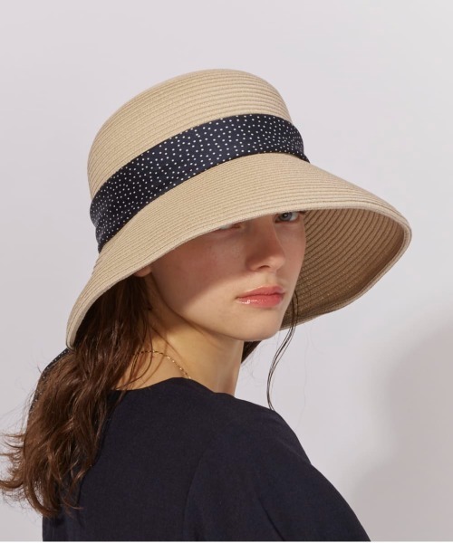 Chapeau d' O（シャポードオー）の「Chapeau d' O  Silk Braid Capeline Dot / シャポードオー（ハット・レディース・ブラック/ライトベージュ・S(56cm)/L 59cm/M/57.5cm）」の15枚目の写真