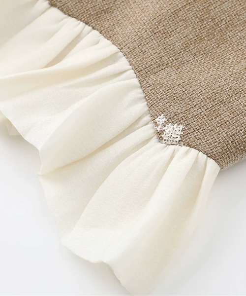 LA POMME petit(ラポミ・プチ)の「Flare Embroidery Vest Set Up(セットアップ・レディース・ベージュ・LARGE/MEDIUM/SMALL)」の7枚目の写真