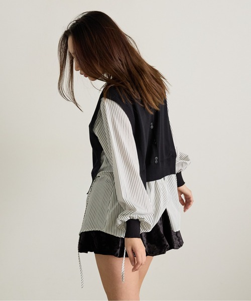 Siel(シエル)の「ボタン付きニットベスト シャツドッキングトップス(シャツ/ブラウス・レディース・ホワイト/ブラウン/ブラック・FREE)」の20枚目の写真