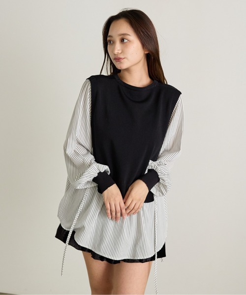 Siel(シエル)の「ボタン付きニットベスト シャツドッキングトップス(シャツ/ブラウス・レディース・ホワイト/ブラウン/ブラック・FREE)」の21枚目の写真