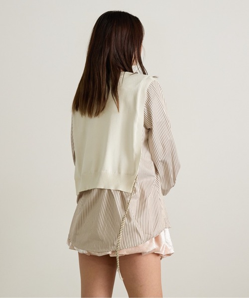 Siel(シエル)の「ボタン付きニットベスト シャツドッキングトップス(シャツ/ブラウス・レディース・ホワイト/ブラウン/ブラック・FREE)」の9枚目の写真