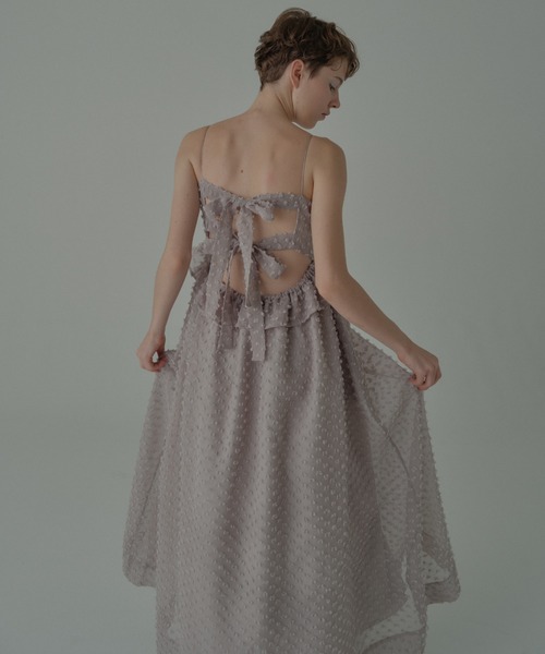 HONEY MI HONEY(ハニーミーハニー)の「dot voile ribbon long one-piece(ワンピース・レディース・ブラック/グレー/ピンク/ホワイト・FREE)」の3枚目の写真