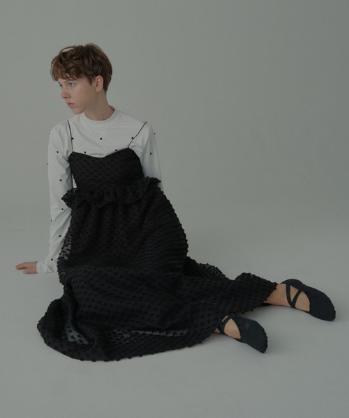 HONEY MI HONEY(ハニーミーハニー)の「dot voile ribbon long one-piece(ワンピース・レディース・ブラック/グレー/ピンク/ホワイト・FREE)」の6枚目の写真