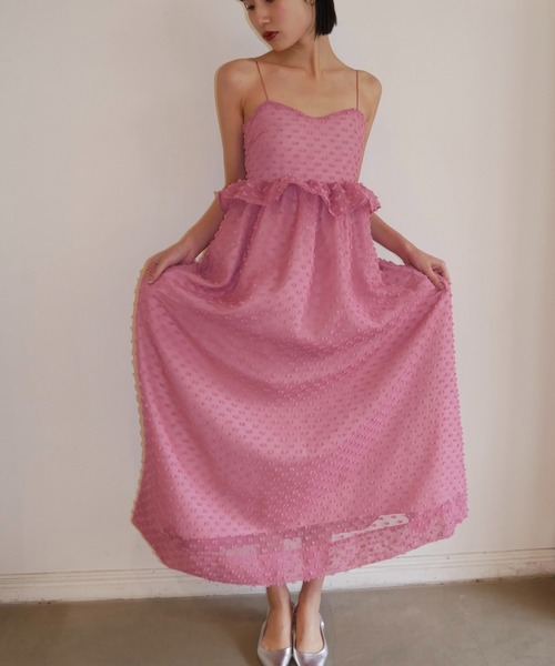HONEY MI HONEY(ハニーミーハニー)の「dot voile ribbon long one-piece(ワンピース・レディース・ブラック/グレー/ピンク/ホワイト・FREE)」の16枚目の写真