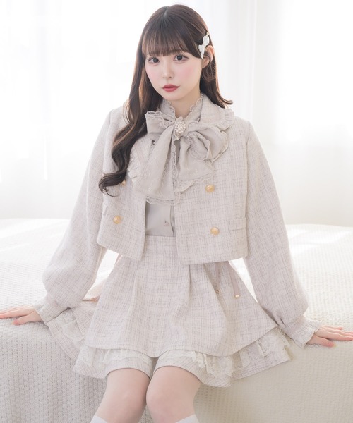 couture BY ROJITA(クチュールバイロジータ)の「【セットアップ対応】ツイードジャケット(テーラードジャケット・レディース・ブラック/ベージュ/マルチ・FREE)」の2枚目の写真