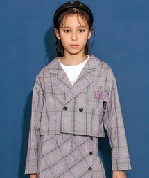 nexchic（ネクシック）の「デニムチェックTRツイルショートジャケット(110~150cm)（テーラードジャケット）」