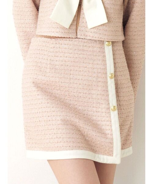 CALNAMUR（カルナムール）の「カットラメツイードラップ調スカート（スカート・レディース・ピンク/オフホワイト/ブラック・FREE）」の3枚目の写真