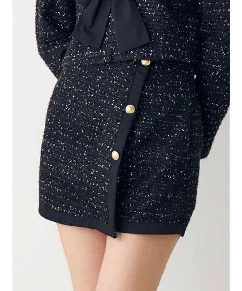 CALNAMUR（カルナムール）の「カットラメツイードラップ調スカート（スカート・レディース・ピンク/オフホワイト/ブラック・FREE）」の2枚目の写真