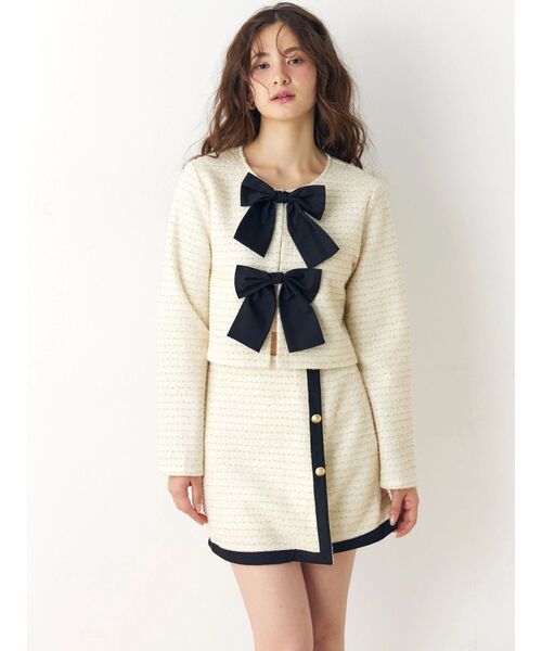 CALNAMUR（カルナムール）の「カットラメツイードラップ調スカート（スカート・レディース・ピンク/オフホワイト/ブラック・FREE）」の12枚目の写真