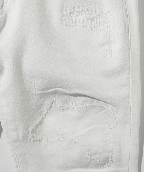 1PIU1UGUALE3  RELAX （ウノピゥウノウグァーレトレ リラックス）の「1PIU1UGUALE3 RELAX(ウノピゥウノウグァーレトレ リラックス)ダメージジョグデニムパンツ（デニムパンツ・メンズ・ブラック/ホワイト・S/M/L/XL/XXL）」の6枚目の写真