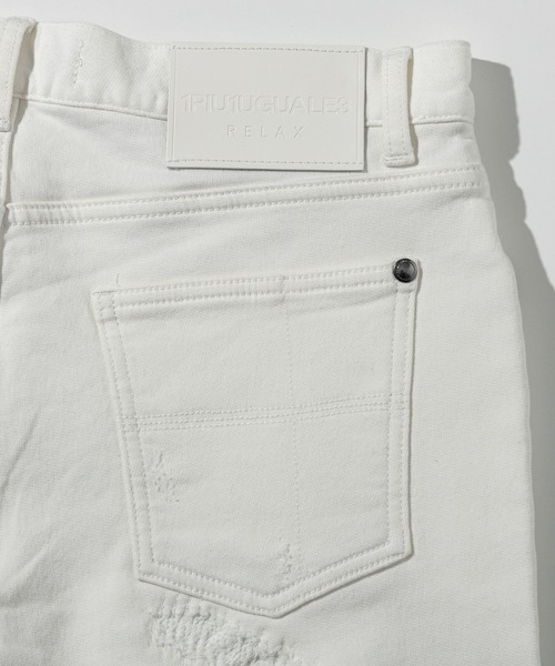 1PIU1UGUALE3  RELAX （ウノピゥウノウグァーレトレ リラックス）の「1PIU1UGUALE3 RELAX(ウノピゥウノウグァーレトレ リラックス)ダメージジョグデニムパンツ（デニムパンツ・メンズ・ブラック/ホワイト・S/M/L/XL/XXL）」の9枚目の写真