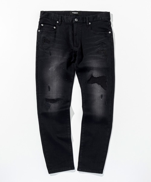 1PIU1UGUALE3  RELAX （ウノピゥウノウグァーレトレ リラックス）の「1PIU1UGUALE3 RELAX(ウノピゥウノウグァーレトレ リラックス)ダメージジョグデニムパンツ（デニムパンツ・メンズ・ブラック/ホワイト・S/M/L/XL/XXL）」の10枚目の写真