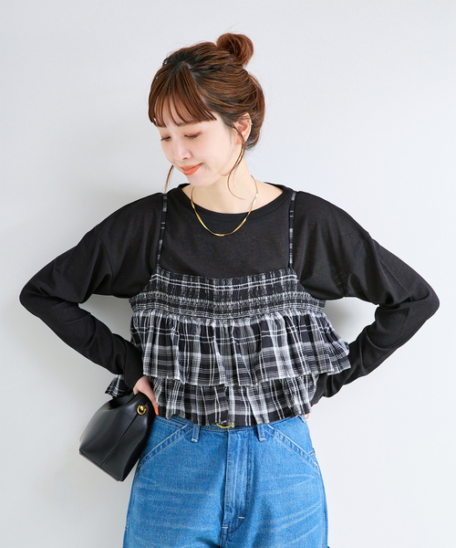 B.C STOCK(ベーセーストック)の「《追加4》ウォッシャブル / スラブシアーロンTEE(Tシャツ/カットソー・レディース・ホワイト/イエロー/ブラック/チャコールグレー・FREE)」の3枚目の写真