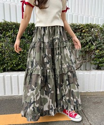 スカート（グリーン・カーキ/緑色系・カモフラージュ柄）ファッション