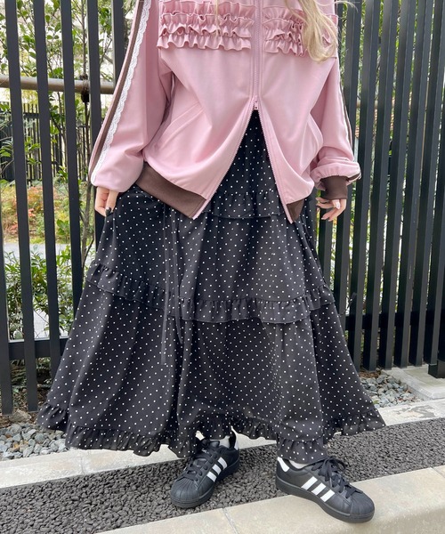 WC(ダブル シー)の「アソートフリルティアードロングスカート(スカート・レディース・ドット/グリーン/ブラック系その他・FREE)」の18枚目の写真