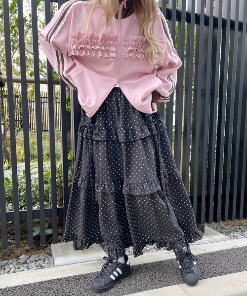 WC(ダブル シー)の「アソートフリルティアードロングスカート(スカート・レディース・ドット/グリーン/ブラック系その他・FREE)」の19枚目の写真