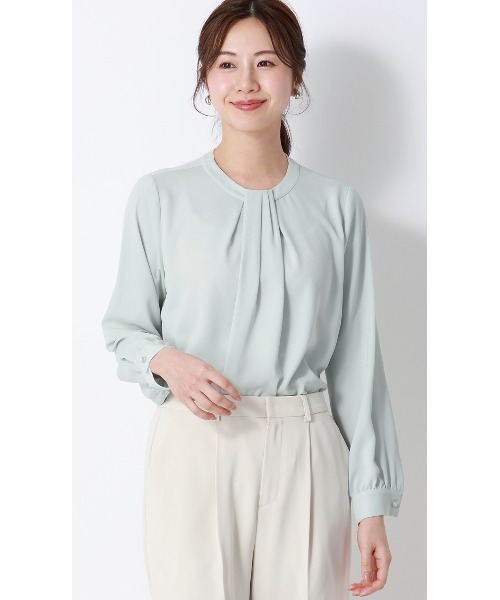 AOYAMA（アオヤマ）の「生地の落ち感と美しいドレープ性を利用したボウタイ風タックブラウス（シャツ/ブラウス・レディース・ピンク/ホワイト/ミント・LL/L/M/S）」の19枚目の写真