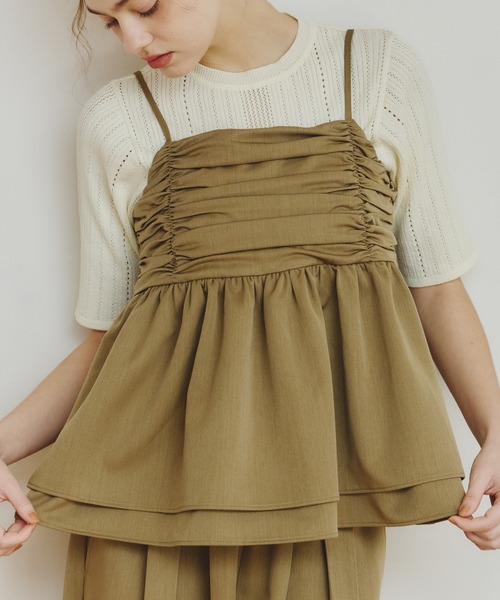 OLUN ジャケット&ビスチェ front gathered ruffle bustier/フロントギャザーフリルビスチェ