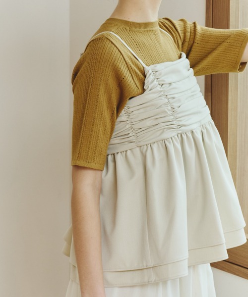 OLUN(オルン)の「front gathered ruffle bustier/フロントギャザーフリルビスチェ【セットアップ可】(その他トップス・レディース・ブラウン/アイボリー・FREE)」の15枚目の写真