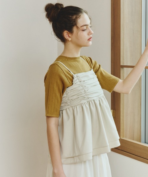 OLUN(オルン)の「front gathered ruffle bustier/フロントギャザーフリルビスチェ【セットアップ可】(その他トップス・レディース・ブラウン/アイボリー・FREE)」の13枚目の写真
