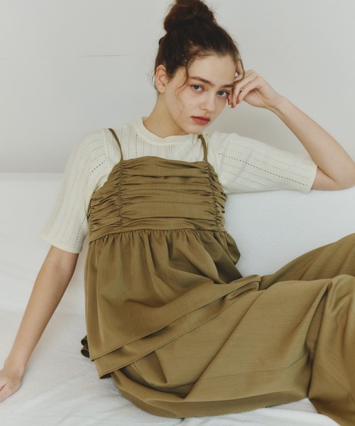 OLUN(オルン)の「front gathered ruffle bustier/フロントギャザーフリルビスチェ【セットアップ可】(その他トップス・レディース・ブラウン/アイボリー・FREE)」の4枚目の写真