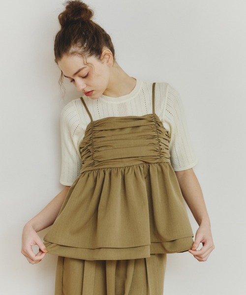 OLUN(オルン)の「front gathered ruffle bustier/フロントギャザーフリルビスチェ【セットアップ可】(その他トップス・レディース・ブラウン/アイボリー・FREE)」の20枚目の写真