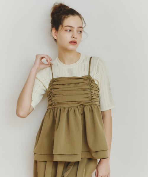 OLUN(オルン)の「front gathered ruffle bustier/フロントギャザーフリルビスチェ【セットアップ可】(その他トップス・レディース・ブラウン/アイボリー・FREE)」の21枚目の写真
