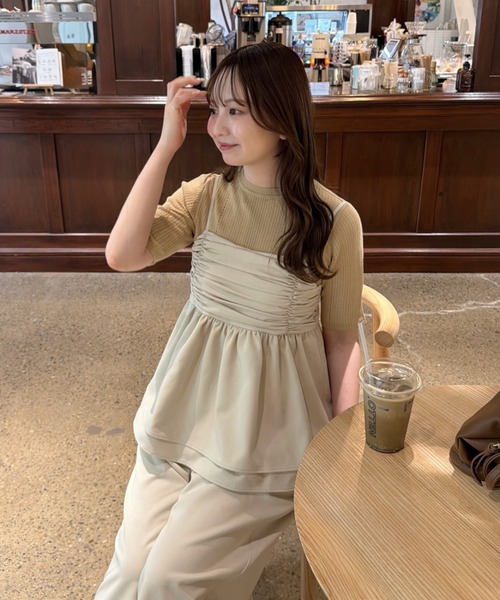 OLUN(オルン)の「front gathered ruffle bustier/フロントギャザーフリルビスチェ【セットアップ可】(その他トップス・レディース・ブラウン/アイボリー・FREE)」の9枚目の写真