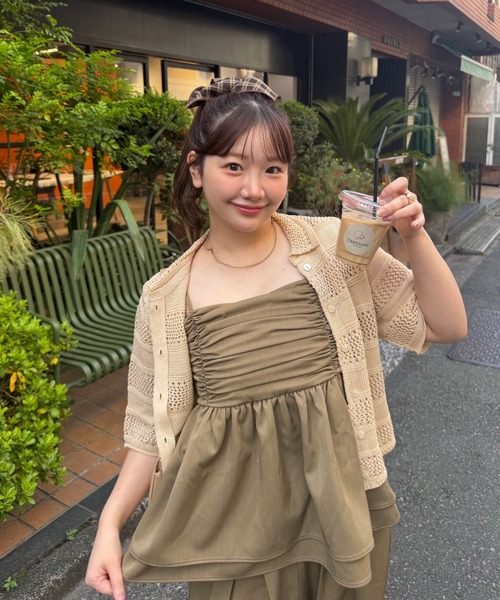 OLUN(オルン)の「front gathered ruffle bustier/フロントギャザーフリルビスチェ【セットアップ可】(その他トップス・レディース・ブラウン/アイボリー・FREE)」の6枚目の写真