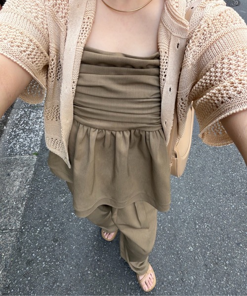 OLUN(オルン)の「front gathered ruffle bustier/フロントギャザーフリルビスチェ【セットアップ可】(その他トップス・レディース・ブラウン/アイボリー・FREE)」の8枚目の写真