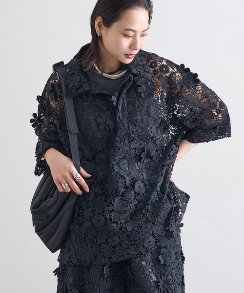 LAYAS(レイヤーズ)の「【LAYAS/レイヤーズ】LACE SKIPPERS/S P/O(シャツ/ブラウス・レディース・ホワイト/ブラック・FREE)」の2枚目の写真