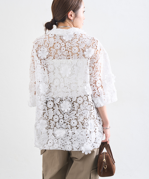 LAYAS(レイヤーズ)の「【LAYAS/レイヤーズ】LACE SKIPPERS/S P/O(シャツ/ブラウス・レディース・ホワイト/ブラック・FREE)」の14枚目の写真