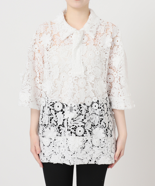 LAYAS(レイヤーズ)の「【LAYAS/レイヤーズ】LACE SKIPPERS/S P/O(シャツ/ブラウス・レディース・ホワイト/ブラック・FREE)」の3枚目の写真