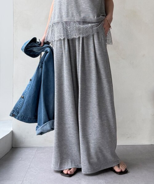 DouDou(ドゥドゥ)の「【セットアップ可能】タックイージーワイドパンツ(その他パンツ・レディース・ブラック/グレー・FREE)」の2枚目の写真