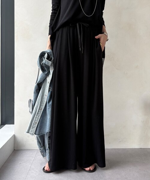 DouDou(ドゥドゥ)の「【セットアップ可能】タックイージーワイドパンツ(その他パンツ・レディース・ブラック/グレー・FREE)」の6枚目の写真