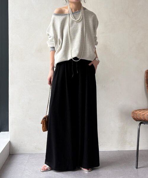 DouDou(ドゥドゥ)の「【セットアップ可能】タックイージーワイドパンツ(その他パンツ・レディース・ブラック/グレー・FREE)」の9枚目の写真