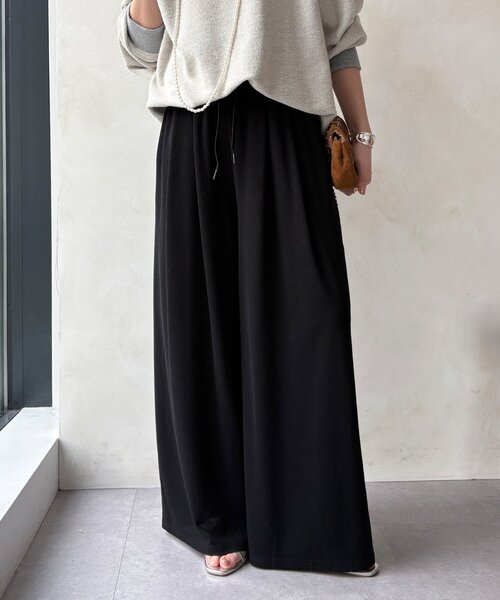 DouDou(ドゥドゥ)の「【セットアップ可能】タックイージーワイドパンツ(その他パンツ・レディース・ブラック/グレー・FREE)」の12枚目の写真