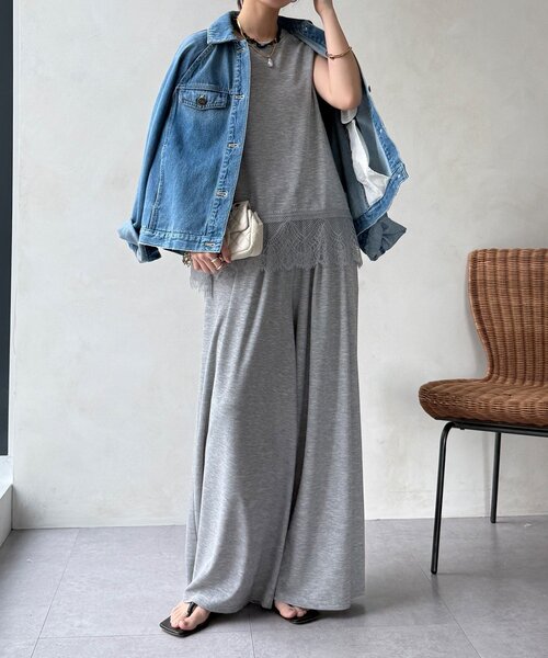 DouDou(ドゥドゥ)の「【セットアップ可能】タックイージーワイドパンツ(その他パンツ・レディース・ブラック/グレー・FREE)」の14枚目の写真