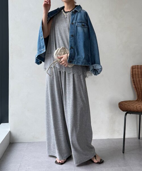 DouDou(ドゥドゥ)の「【セットアップ可能】タックイージーワイドパンツ(その他パンツ・レディース・ブラック/グレー・FREE)」の17枚目の写真