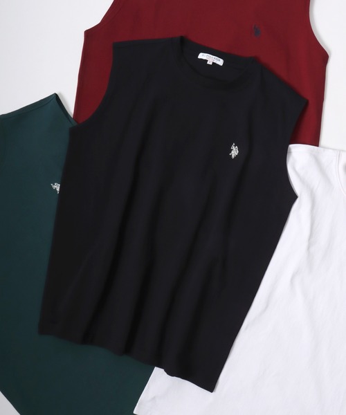 U.S. POLO ASSN.(ユーエスポロアッスン)の「U.S. POLO ASSN./ユーエスポロアッスン 別注 オーバーサイズ ワンポイント刺繍 ノースリーブシャツ タンクトップ(タンクトップ・メンズ・ダークグリーン/ボルドー/ブラック/ホワイト/オートミール・LL/L/M)」の2枚目の写真