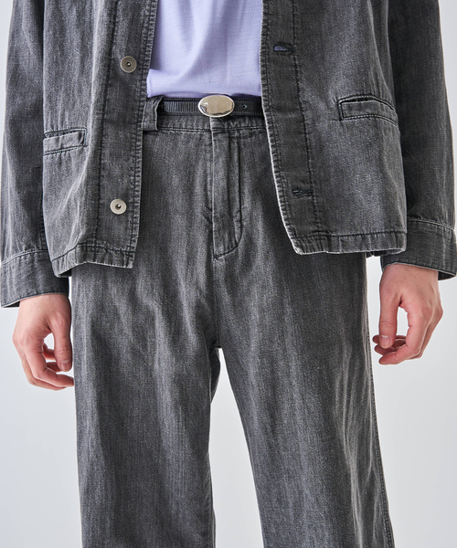 seya.（セヤ）の「SEYA.(セヤ) 別注 GROUND PANTS LINEN DENIM（デニムパンツ・メンズ・ブラック・3/2）」の7枚目の写真