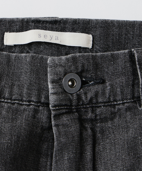 seya.（セヤ）の「SEYA.(セヤ) 別注 GROUND PANTS LINEN DENIM（デニムパンツ・メンズ・ブラック・3/2）」の12枚目の写真